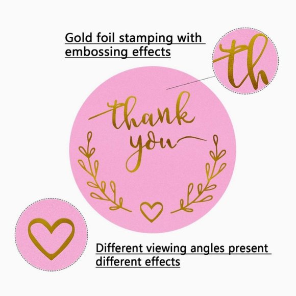 200 THANK YOU Pink Stickers 1" - Picture 3 of 5
